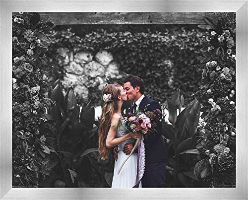 CountryArtHouse 11x17 Silver Metallic Wood Frame - 'Brushed Steel' Thin - Great for Posters, Photos, Art Prints, Mirror, Chalk Boar