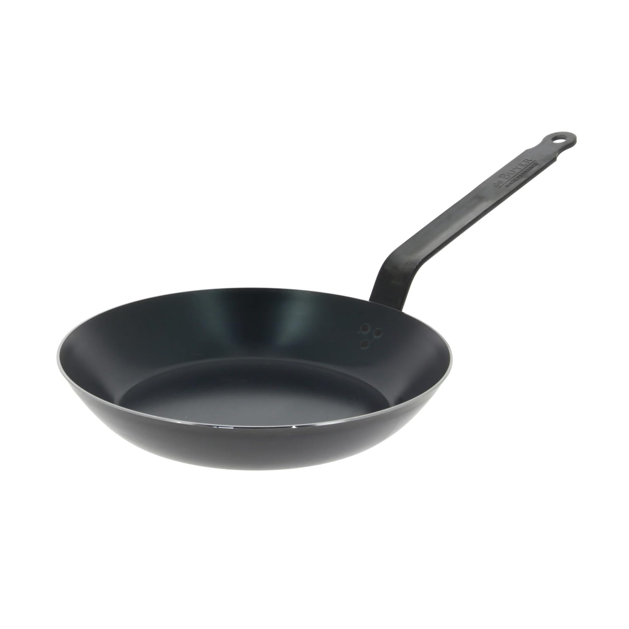 de Buyer - Padella in acciaio al carbonio blu, spessore 2 mm, diametro 26 cm, superficie di cottura 18,​5 cm, adatta al forno - Finitura naturalmente antiaderente - Made in France