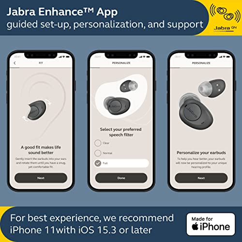 Image of Jabra Enhance Plus Self-Fitting OTC Rechargeable Hearing Aids for Advanced Hearing Enhancement, Music and Calls - (Incompatible with Android) 4 Mics and Powerful Speakers, Made for iPhone - Gold Beige