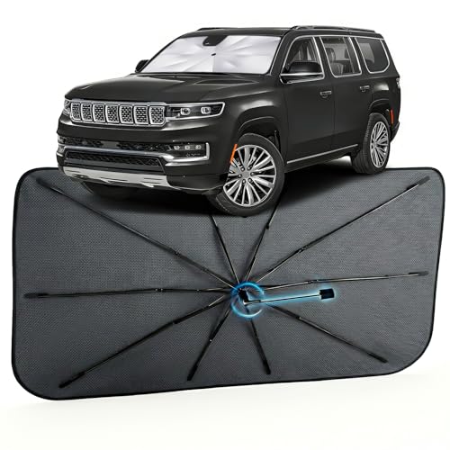 Image of Car Windshield Sun Shade for Jeep Grand Wagoneer 2022-2026 -[Reflective Coated Fabric] Sunshade Umbrella for Front Window, Car Shades Sun Visor Keep Car Cool and Protects Interior, 1:1 Exact Fit