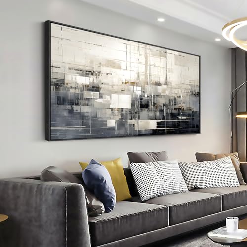 Solid wood frame abstract Wall Art Black and white abstract