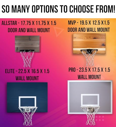 Image of CALIKIWIPROS Mini Basketball Hoop Set Pro League Decorative Solid Wood Wall Mount, Includes 9' Hoop & 5 mini Basketballs, Classic Look with Colors Matching Some pro Teams.