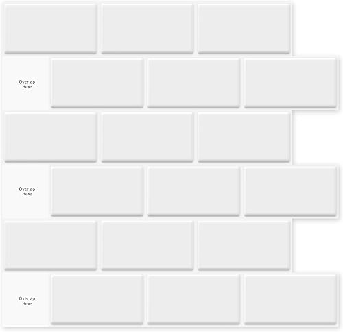 Art3dwallpanels 10 hojas para despegar y pegar para cocina, azulejos de 12 x 12 pulgadas, diseño de metro blanco para pegar en azulejos, blanco