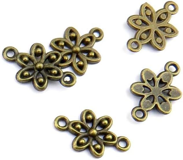Jewelry Making Findings Antique Bronze Charms FL1118 Flower Connector Craft Lots Repair Supplies