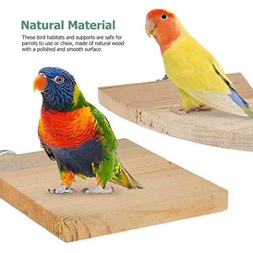 Image of Ipetboom 2Pcs Bird Perches, Bird Playground Parrot Perch Hamster Platform Wooden Stand Flat Timber Cockatiel Platform for Parakeet Cage Accessories, Fan and Square