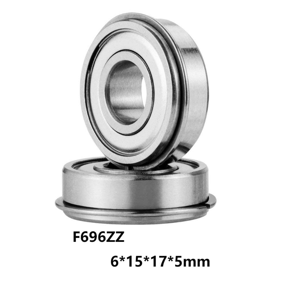 DINGGUANGHE-CUP Flanged Bearings 5pcs F696ZZ Miniature Flange Bearings F696-ZZ 6x15x17x5mm Ball Bearing Steel Material Industrial Products