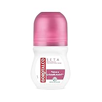 Borotalco, Deodorante Roll On Seta, Formula Senza Alcool e con Talco a Cristalli Attivi, Tripla Protezione Asciutta, Profumo di Talco e Fiori Rosa, 48h di Efficacia – 1 Flacone da 50 ml