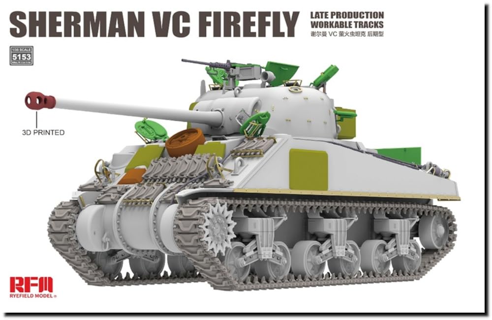 Liffield Model RFM5153 1/35 Sherman VC Firefly Late Type w/Movable Tracks Plastic Model