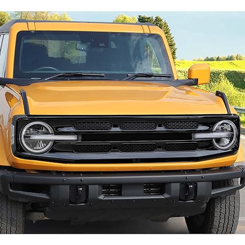 Image of Jimen Compatible with Ford Bronco 2021-2023, 6PCS Front Grille Inserts Mesh Grill Cover Exterior Trim Accessories (Matte Black)