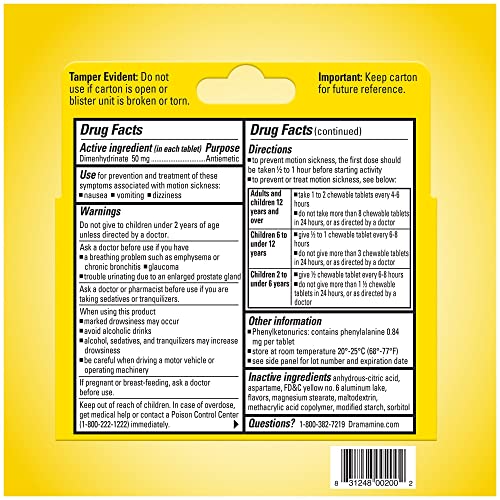 Dramamine Motion Sickness Relief - Chewable Orange Flavor, 8 Count (Pack Of 1) #TOP4