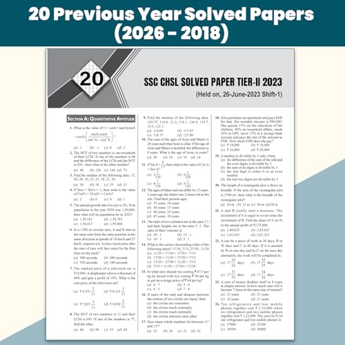 Image of PW SSC CHSL (10+2) Previous Year Solved Papers Tier 1 & 2, English Medium (2026-18) | 20 Year-wise PYQs Till April 2026 | 2100+ Questions with Detailed Solutions