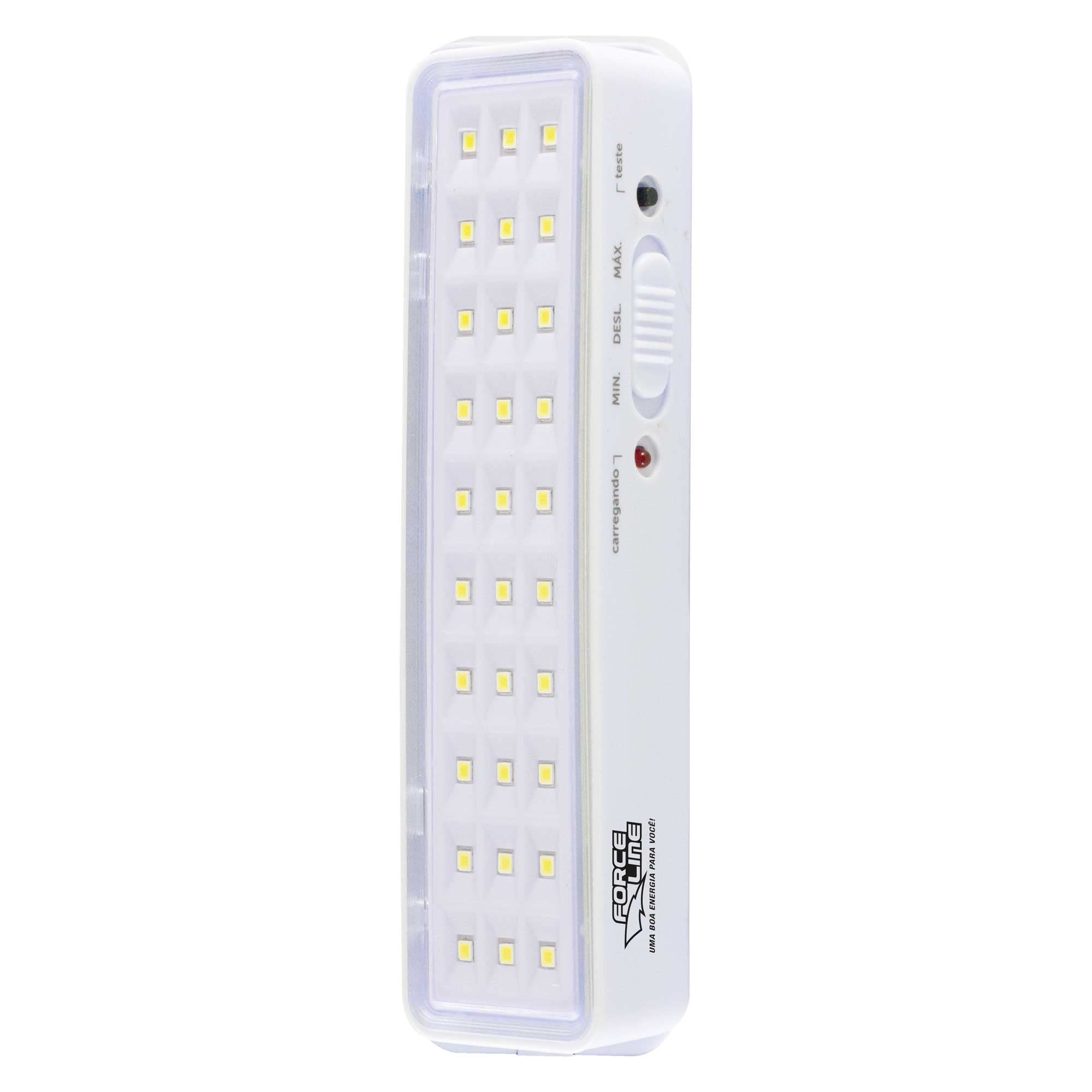Force Line - Luz de Emergencia 30 Leds Bivolt, Branca, 1 Unidade