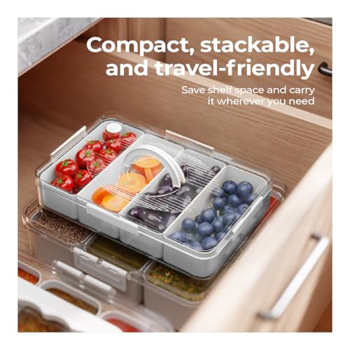Image of Lifelong Fridge Storage Box With 4 Removable Containers | Multipurpose Organizer For Fruits, Vegetables, Snacks | Airtight Transparent Container With Lid For Kitchen Storage And Refrigerator Shelf Use