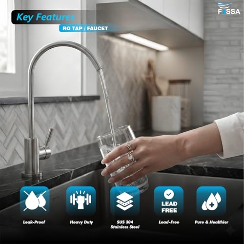 Image of Fossa RO Tap Kitchen Water Filter Faucet, 100% Lead-Free Drinking Water Faucet Stainless Steel 304 Body Brushed Nickel Finish (Matte Finish)
