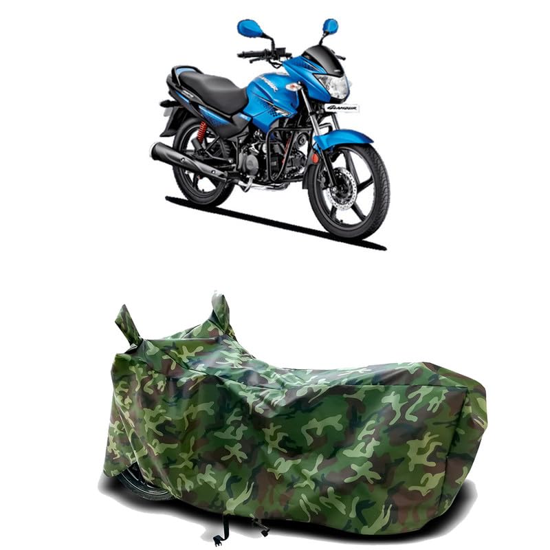 Image of DUFFEL-100% Heat Protection Two Wheeler Bike /Scooty Body Cover for Hero Glamour Programmed FI BS6 Water Resistance /UV-Rays /Birds Dropping /Scratchproof /Dust Proof /Waterproof[Green Jungle Print]