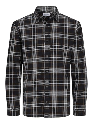 JACK & JONES Jjjoshua Fall Flannel Shirt LS Camisa Casual, Negro, M para Hombre