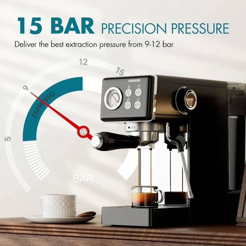 Image of Fastlink‚Compact 15 Bar Espresso Machine with Milk Frother - Make Authentic Espresso & Lattes at Home