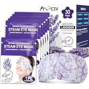 30 Packs Lavender Steam Eye Mask – Heated Eye Mask for Dark Circles and Puffiness Warm Eye Mask for Dry Eye Mask Relief Eye Fatigue Headache Hot Sleep Eye Mask for Disposable Moist Heat Eye Compress