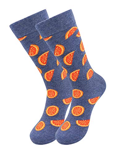 Real Sic Fun Socks for Men and Women - Cozy Cotton Dress Socks with Colorful Designs - Cool, Casual, Funky Farm Patterned, Orange, One Size