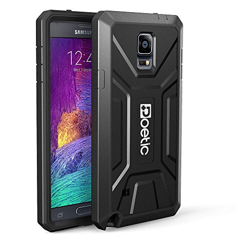 Poetic Samsung Galaxy Note 4 Case [Revolution Series] - [Heavy Duty] [Dual Layer] Complete Protection Hybrid Case with Built-In Screen Protector for Samsung Galaxy Note 4 Black