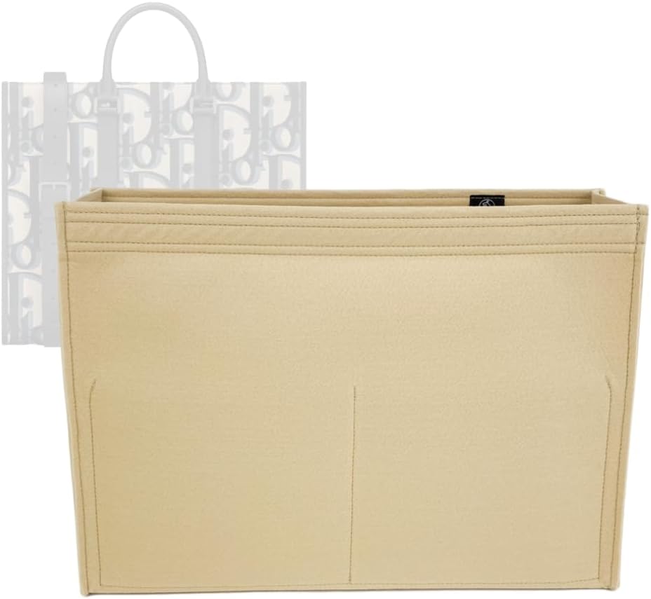 Zoomoni Bag Organizer for Dior East-West Tote - Premium Felt Purse Handbag Insert Liner Shaper (Handmade) Soft Structure Support (25 Color Options)