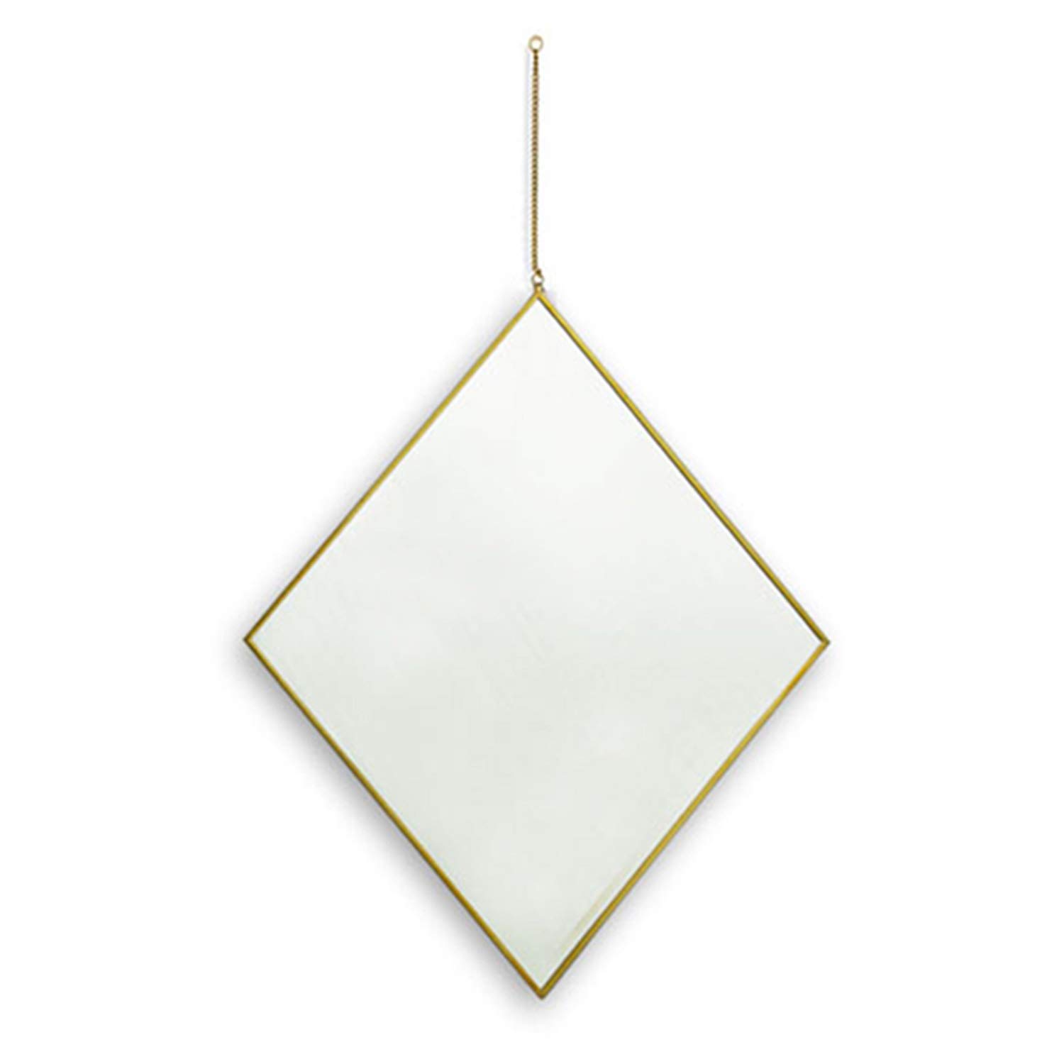 dwelling Diamond Shape Decorative Mirror for Wall with Brass Frame for Apartment Décor Wall Art Decoration
