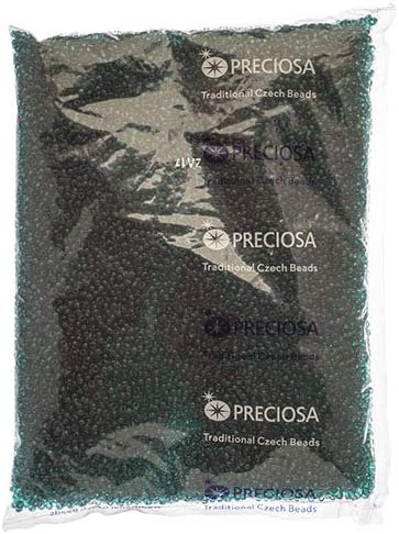 Czech Glass Seed Beads 8/0 (2.9mm Diameter) Transparent Teal Green - 500g Bulk Bag by Preciosa (Jablonex)
