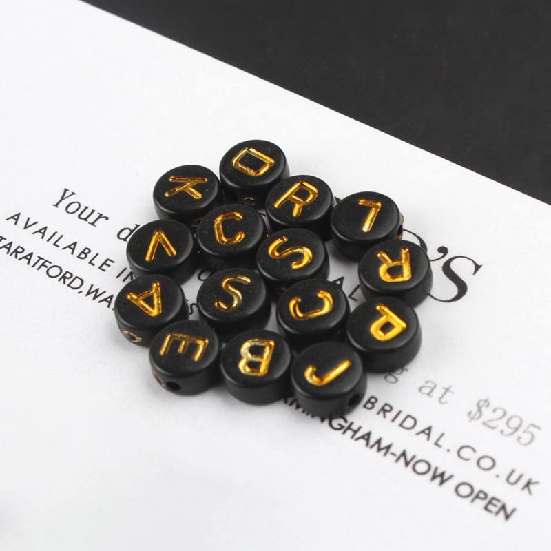 200 Perline Rotonde Dell'alfabeto, Lettere Argentate E Nere