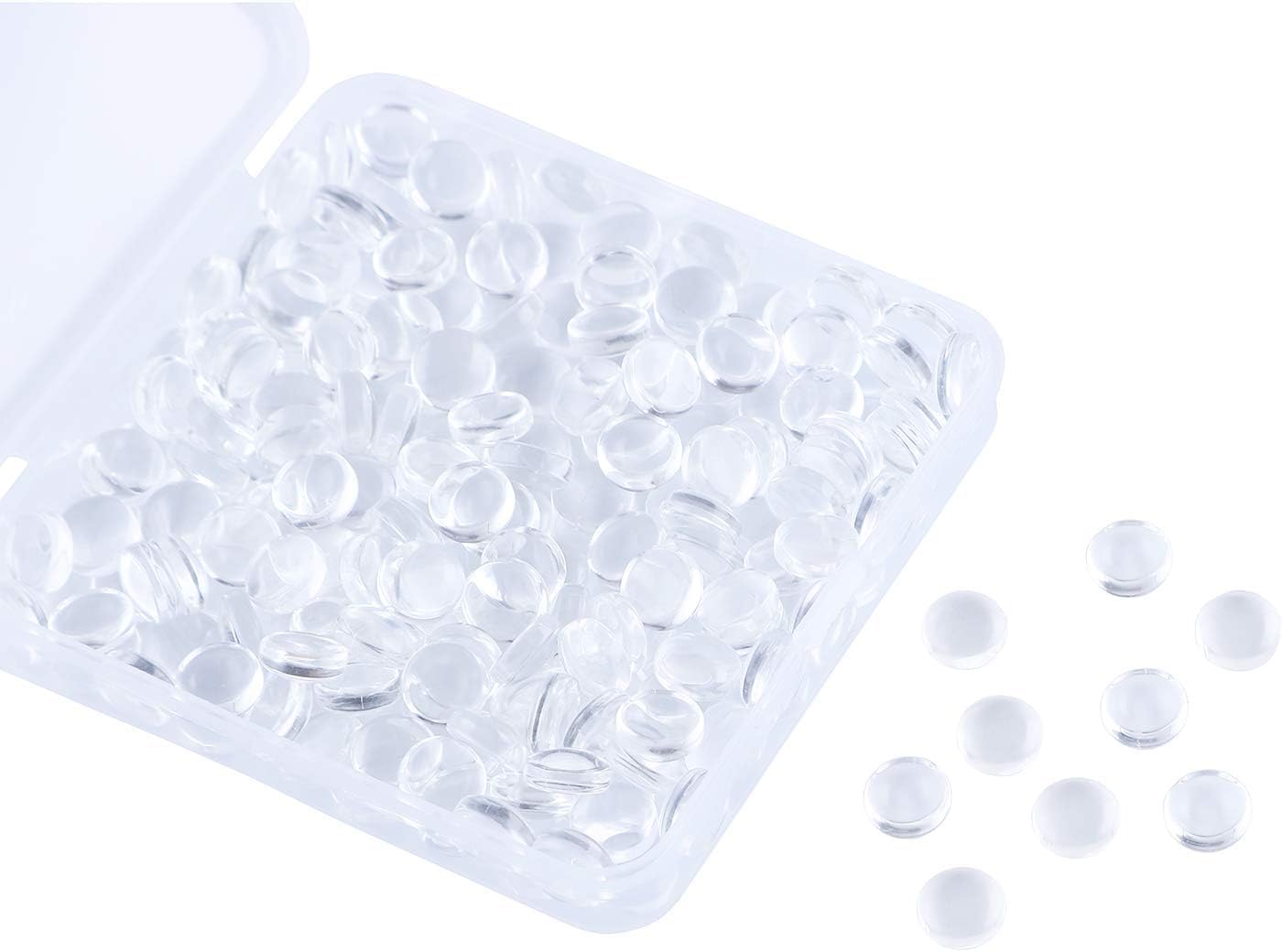 HAUTOCO 200Pcs 8mm Clear Round Glass Cabochons, Glass Dome Cabochon Tiles Non-calibrated Round for Eyes Crafts DIY Pendants Earrings Jewellery Making