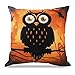 Kitette WEYON Happy Halloween Throw Pillow Covers 18 x 18 Inch Owl/Bat/Witch/Castle Theme Sofa Home Decorative Cotton Linen Cushion Covers Set of 4