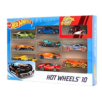 Hot Wheels Set of 10 1:64 Scale Toy Trucks and Cars for Kids and Collectors, Styles May Vary