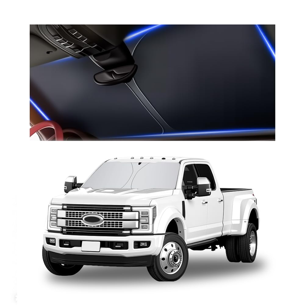300T Thickened Automotive Glass Sunshade and Comes with Storage Bag,Keep Car Interior Cool,Windshield Sun Shade Compatible with Ford F250 Super Duty/F350 Super Duty/F450/F550 for Ford F250 2017-2026