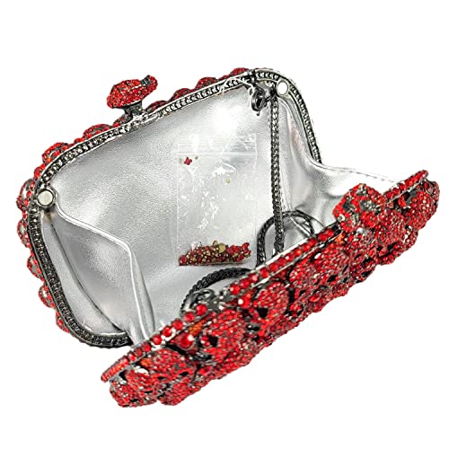 Image of Boutique De FGG Skull Crystal Clutch Purse for Women Formal Rhinestone Clutch Evening Bag Halloween Minaudiere Handbag,Mini