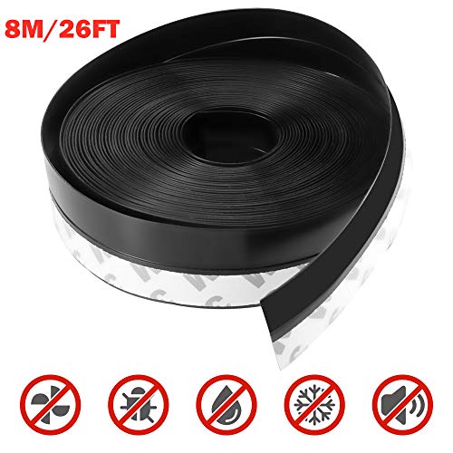 Silicone Seal Strip,8M/26ft Door Strip Bottom for Doors Silicone Sealing Sticker Adhesive