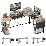HOMCOM Escritorio Esquinero Reversible en L Industrial 168-240 cm Natural