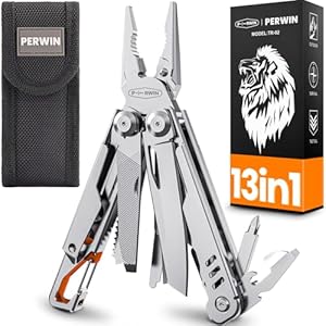 Multitool, 13-in-1 Stainless Steel Multi-tool Pliers with Sheath, Safe Locking, Carabiner, Professional Pocket Tools for Fishing & Camping
