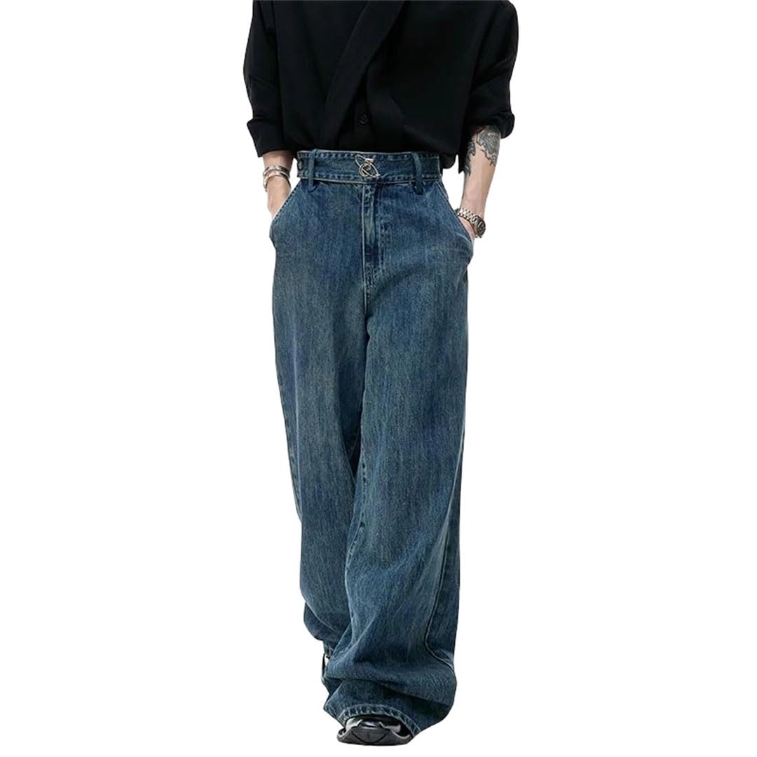 Mens Patch Denim Jeans - Solid Straight Comfort Elegant Design