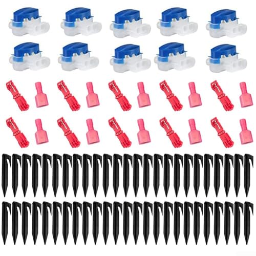 Begrenzungskabel-Set mit 50 Heringen mit Steckern und Klemmen für zuverlässige Verwendung bei Rasenmähern