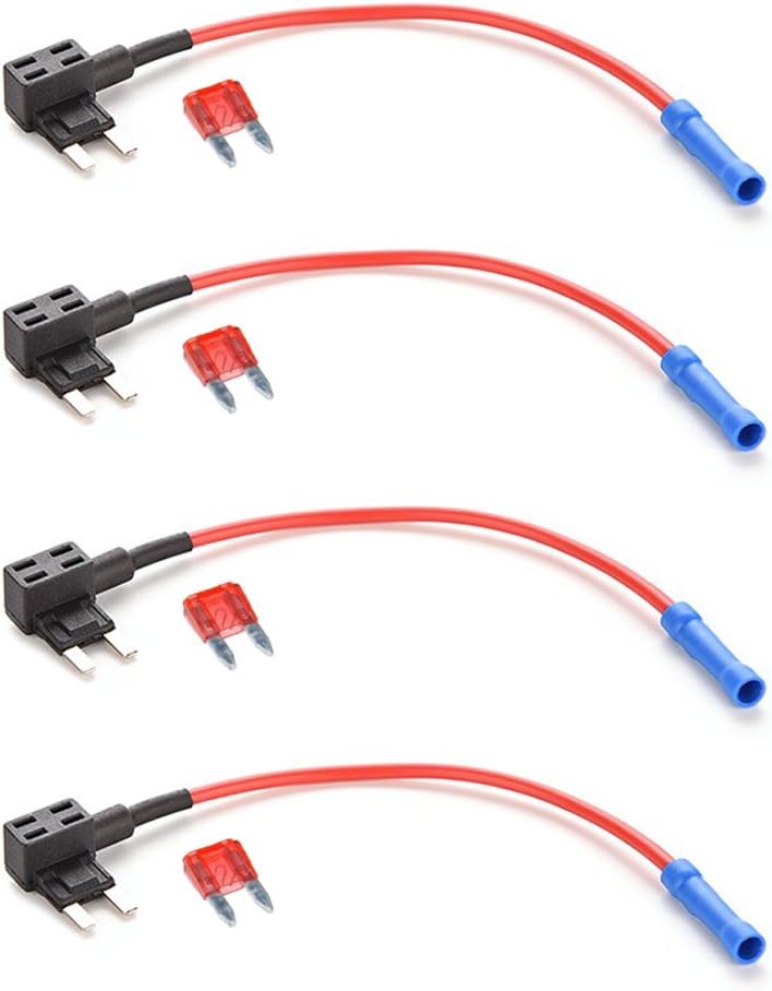 Mini Fuse Holder Kit - 4pcs Circuit Fuse Tap, Piggyback Mini Blade, 10A, 12V-24V