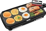 Mueller HealthyBites Eco Nonstick 20 Inch Electric Griddle Teflon-free, 10 Eggs at Once, Cool-Touch
