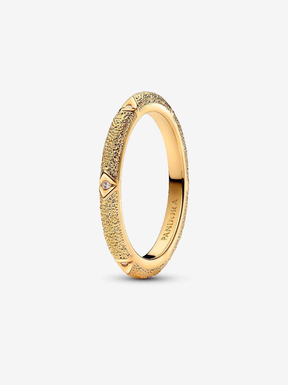 Pandora ME Textur-Ring, 14-karätig vergoldet, mit klarem Cubic Zirkonia