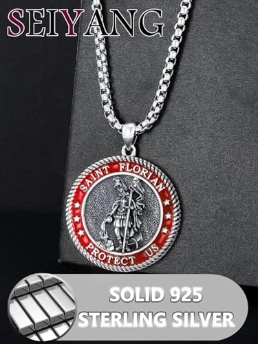 Seiyang 925 Sterling Silver St. Michael, St. Christopher, and Other Saint Pendants Necklace Amulets Gift for Men, Women (with Gift Box)4