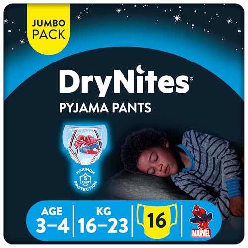 Huggies DryNites Pyjama Pants 3-5 years Bed Wetting Diaper Boy 16-23 kg Jumbo Pack 16 Pants