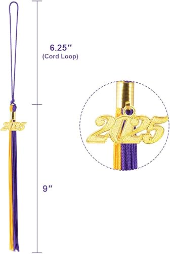 Vista 90 de Borla 2025, 1 unidad, borla de graduación para graduados 2025, borla 2025 con dijes de fecha dorada 2025 para fiestas de graduación, ceremonias