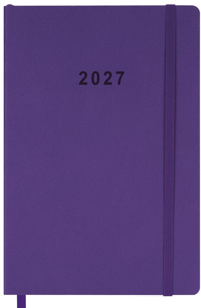 Agenda giornaliera 2027 con pagine mensili, calendario giornaliero e cose da fare, 14,2 x 21 cm, viola