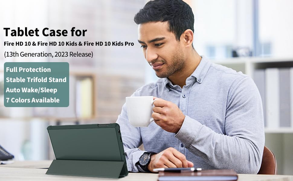 Image of DJ&RPPQ Lightweight and Convenient Case for 10 inch 2023 Protective Case with Auto Wake /Sleep-Dark Green