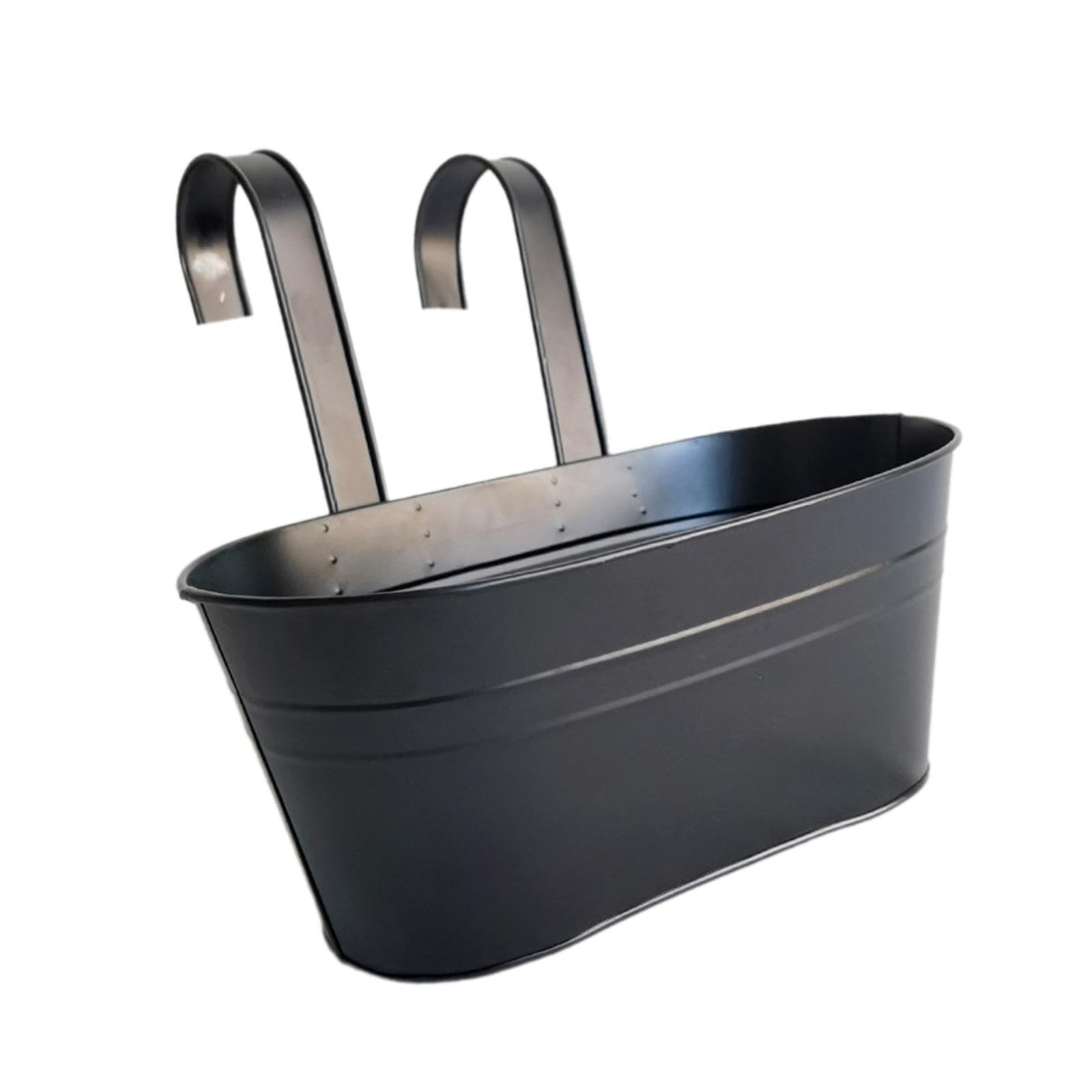 QLECXZI Hanging Flower Pot Outdoor Indoor Railing Fence Balcony Vase Solution For Garden Style Improvement Plant Pot Features Black Color And Smooth Solid