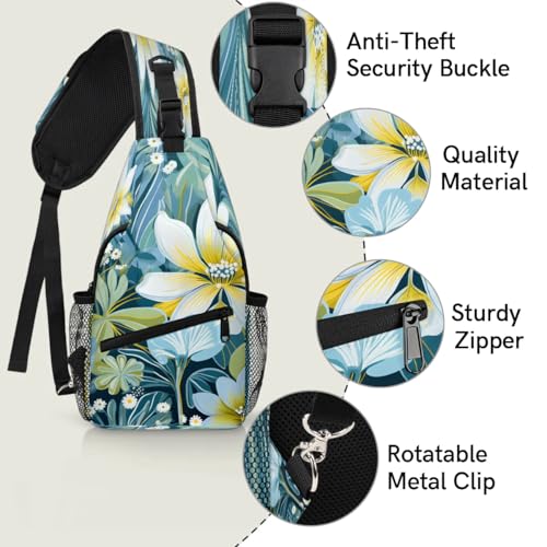 Bolso Sling Unisex con diseño Floral 7.9 x 3.5 x 14.2 in miniatura 4