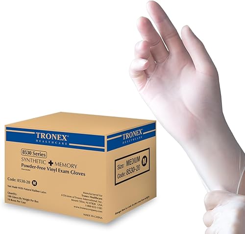 TRONEX Paquete de 1000 guantes de vinilo sintético mediano de 5 mil, extra fuertes, guantes desechables médicos de vinilo, sin polvo