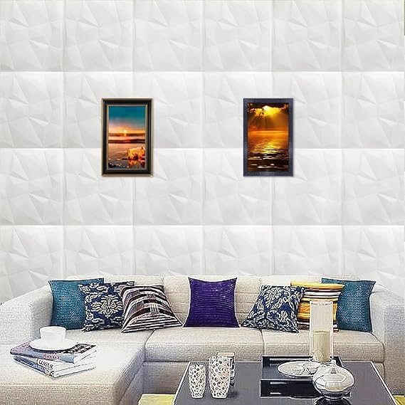 Image of DRONTER 3D Self-Adhesive Brick Wallpaper - PE Foam Wall Panels for Home, Bedroom, Living Room, and Cafe Decor | Easy Peel & Stick DIY Wall Stickers (White Diamond)